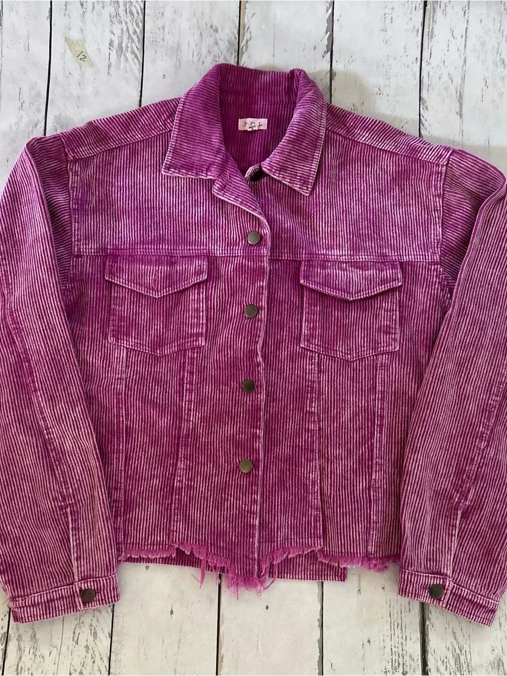 Sz L POL Pink Magenta Boho Corduroy Jacket 100% cotton